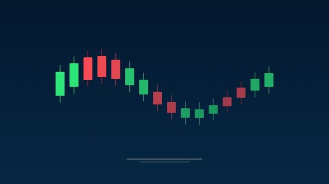 Animated Crypto candlestick trading chart sky concept loop