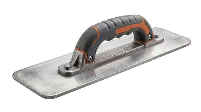 Metal masonry trowel for construction works isolated on transparent background.