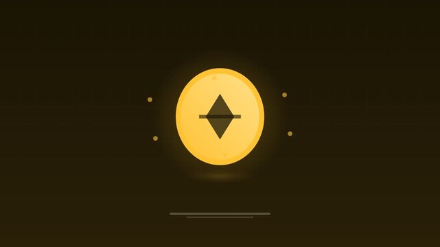 Animated Golden crypto coin spinning token concept background loop