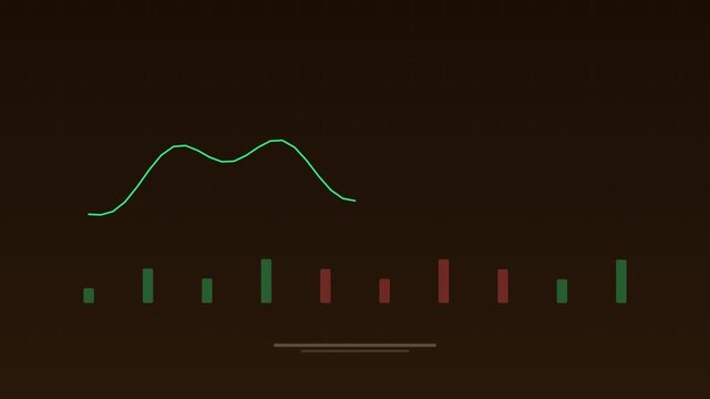 Animated Cryptocurrency price chart volatile tangerine concept loop