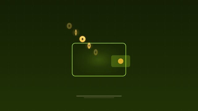 Animated Crypto wallet tokens transfer lime concept loop