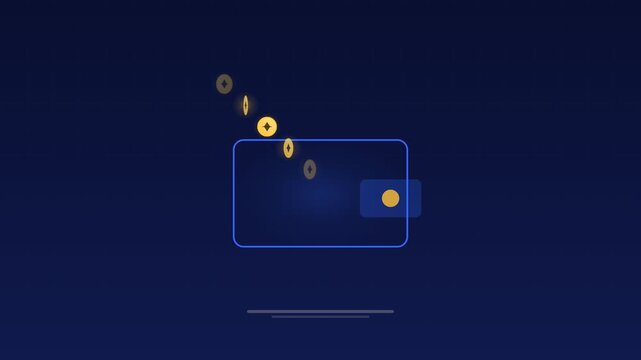 Animated Crypto wallet tokens transfer blue concept loop
