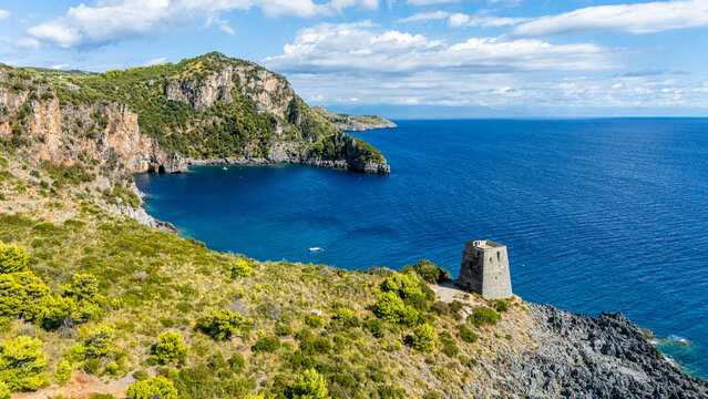 Amazing mediterranean landscape at Marina di Camerota, Cilento, Campania, southern Italy.