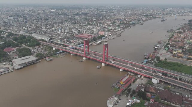aerial view of AMPERA palembang with DLOG format 4k60
