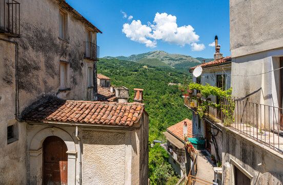 Scenic sight of Rivello, beautiful village in the Province of Potenza, Basilicata, Italy.