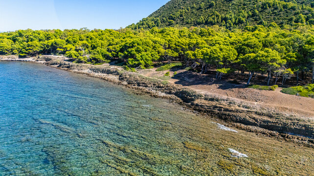 Beautiful mediterranean landscape at Punta Licosa, near Castellabate in the Cilento region. Province of Salerno, Campania, Italy.