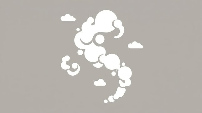 Abstract white cloud formation resembling letter S against a muted grey background