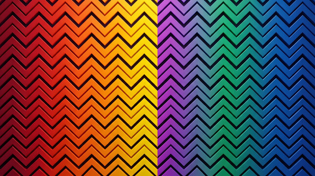 Vibrant rainbow chevron pattern modern holographic design for digital art backgrounds and futuristic graphics