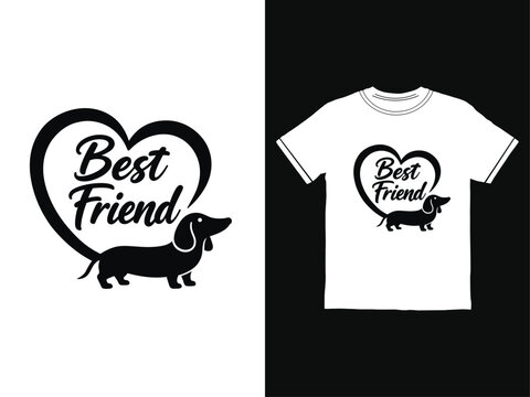 Dachshund dog heart best friend t shirt design