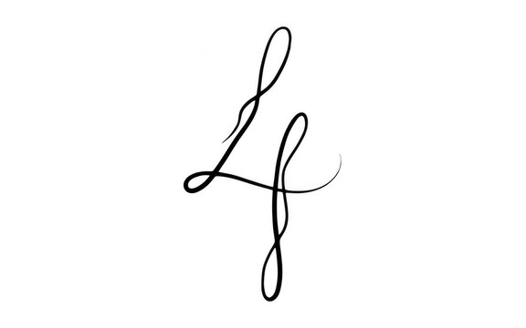 Elegant handwritten script letter L and F monogram isolated on transparent background