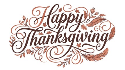 Fototapeta premium Happy Thanksgiving Calligraphy Lettering Design for Greeting Cards and Autumn Decor