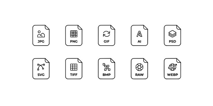 File Icons Representing Different Image File Formats Featuring Icon, Format, Jpg with Png and Gif Elements for Ai, Psd Projects