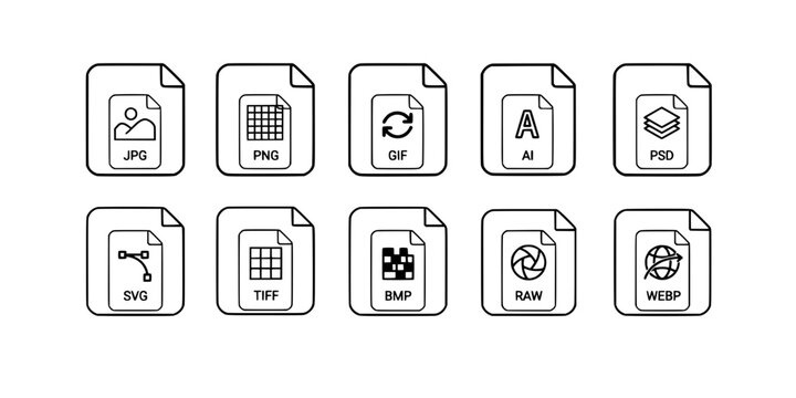 File Icons Representing Different Image File Formats Featuring Icon, Format, Jpg with Png and Gif Elements for Ai, Psd Projects