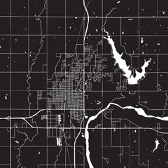 Fototapeta premium Ponca City Oklahoma city map vector illustration. Black and white street map of Ponca City OK USA