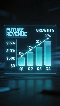 Future revenue growth chart with increasing sales forecast