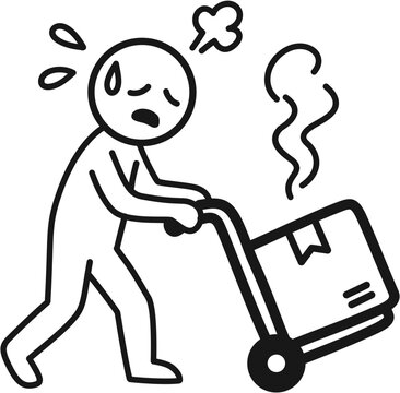 Person Struggling to Move Box
