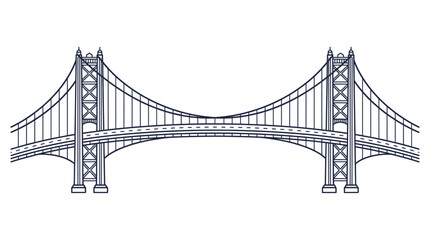 Fototapeta premium Suspension Bridge Icon - Modern Outline Illustration