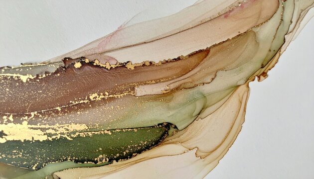 Abstract Paint Textures With Gold Accents Flowing on Canvas