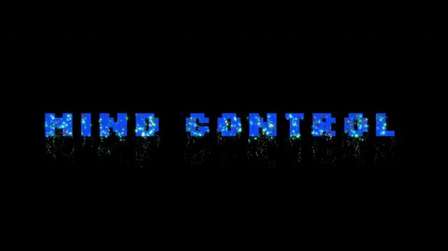 Retro Pixelated Mind Control Glitch Text Animation Loop, 4K Animation