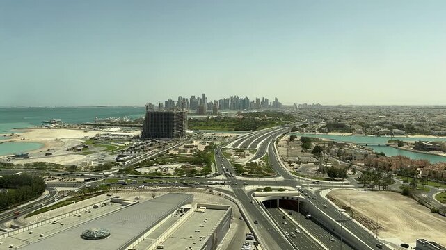 slow timelapse of doha city scape in Qatar