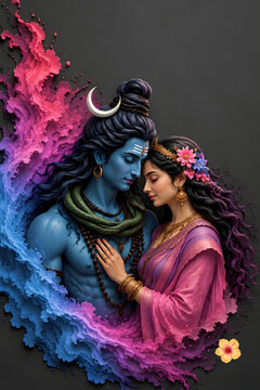 Shiv parvati divine portrait ai genrated 