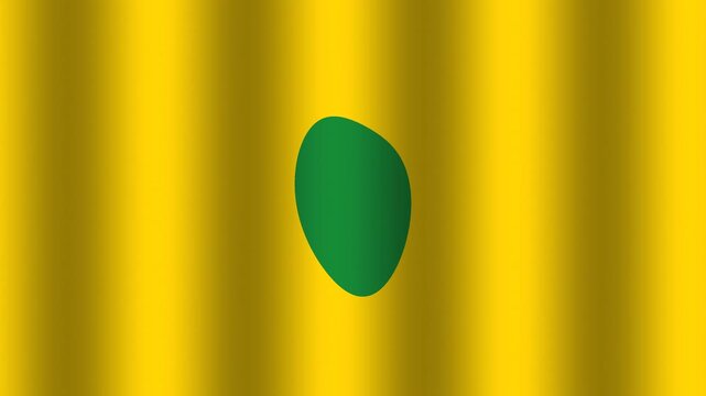 A yellow background with a green circle in the center. It represents a flag with a simple pattern. The colors contrast well and create a bold look