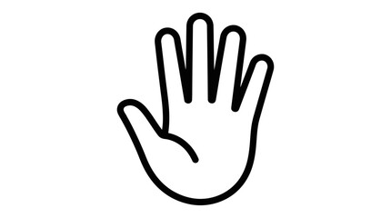 Fototapeta premium Open Hand Icon, Five Fingers, Black and White Silhouette