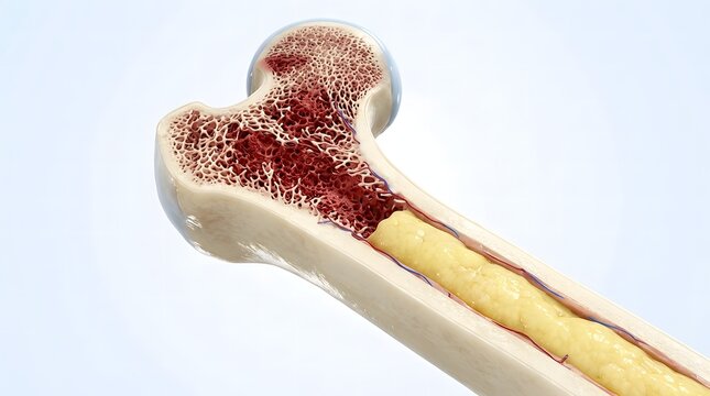 human body Cross section of a human long bone showing spongy bone and yellow bone marrow