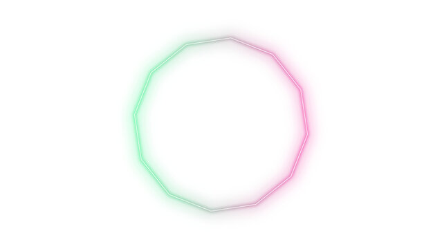 Abstract dodecagon shape with vibrant green and magenta gradient overlay, isolated on white background, professional vector style cutout for modern graphic design projects and digital art elements