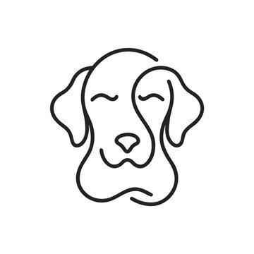 Dog face outline icon design for pet shop branding with simple clean lines and minimalist aesthetic style for veterinary clinic logo.