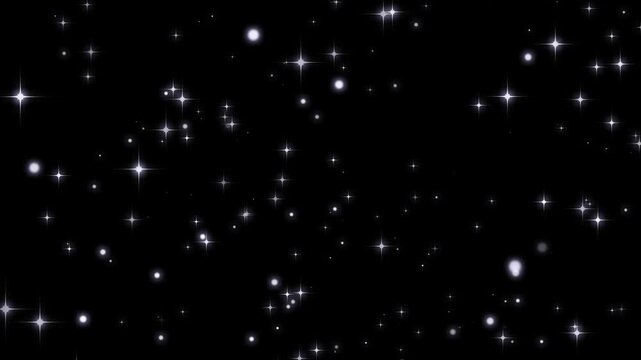 White particles celebration motion background. white glittering star dust trail sparkling particles on black background. fairy tail glitter particles sparkling glitter trail particle awards. 4k