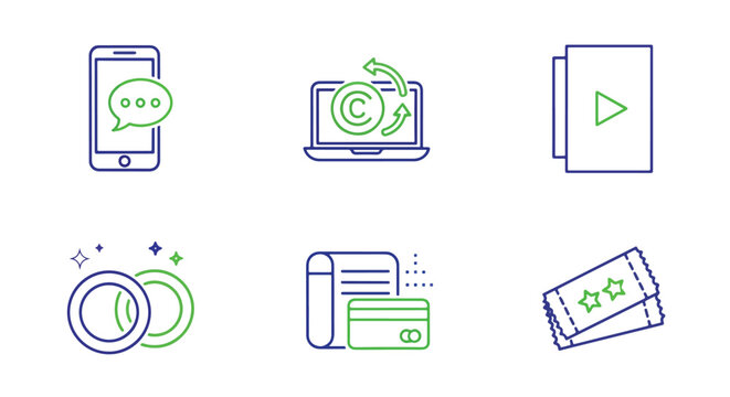 Digital media and event planning vector set - Solid vector icons - Clipart, sticker - icon set