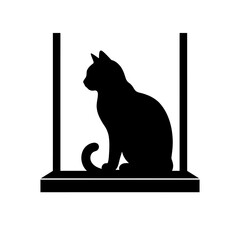 Black cat silhouette, feline icon, pet symbol, animal graphic isolated on White Background © Md jakir