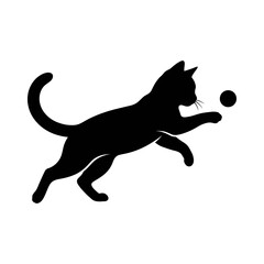 Black cat silhouette, feline icon, pet illustration, animal design isolated on White Background © Md jakir