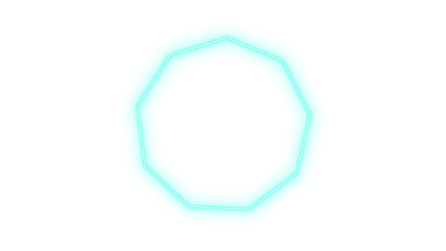 Minimalist turquoise square featuring a white decagon geometric outline, isolated graphic design element for modern branding, professional vector style cutout on transparent background.