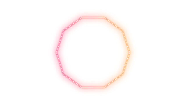 Abstract geometric decagon shape with vibrant pink and orange gradient isolated on white background, modern minimalist design element, high quality professional vector style digital graphic asset