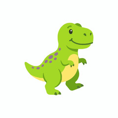 Fototapeta premium Cute green dinosaur standing cartoon character