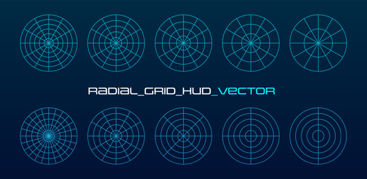 Radar grid screen displaying. Technical sonar display with geometric bullseye pattern