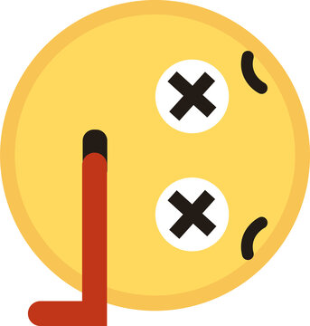 Digital illustration depicts comical dead emoji with crossed eyes, downturned mouth, representing exhaustion, sleepiness, or playful demise.