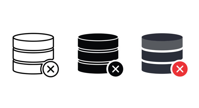 Database delete error vector icon set: Business stock illustration - website stock illustration - Colored vector illustration - PNG, SVG, EPS