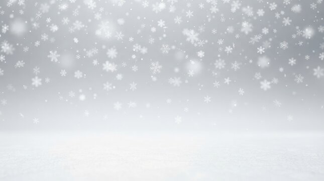 Winter wonderland scene falling snowflakes and icy ground for holiday and seasonal halloween decorations