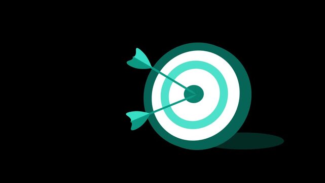 Target with arrows hitting bullseye animation