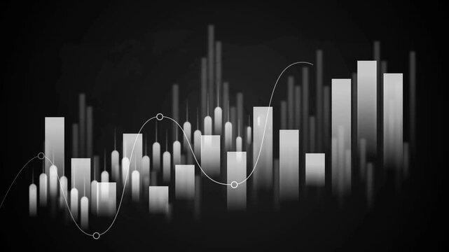 Abstract financial chart with rising bars and line graph animation, Business rising financial graph bar chart animated