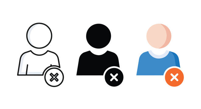 User remove icon set for account management: Flat Vector Illustration - Vector stock illustration - Technology stock illustration - PNG, SVG, EPS