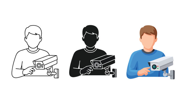 Security camera surveillance icon set: Business stock illustration - website stock illustration - Colored vector illustration - PNG, SVG, EPS