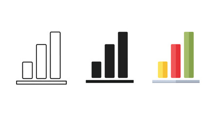 Obraz premium Bar chart growth graph icon set vector: Flat illustration, corporate blue, minimalist design - Lifestyle Illustration, Flat Line Art - PNG, SVG, EPS