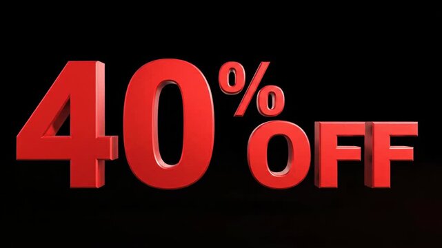 Red 40 percent OFF 3D text on dark background