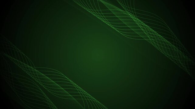 Dark abstract background with flowing wave lines framing edges animation