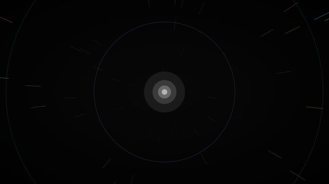 Neon multicolor warp shockwave hyperspace background on black, warp speed motion loop