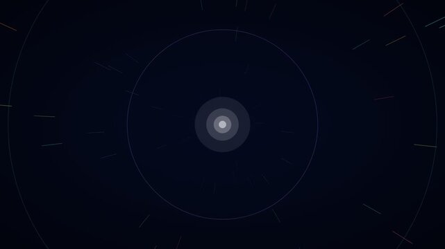 Neon multicolor warp shockwave hyperspace background on midnight blue, warp speed motion loop